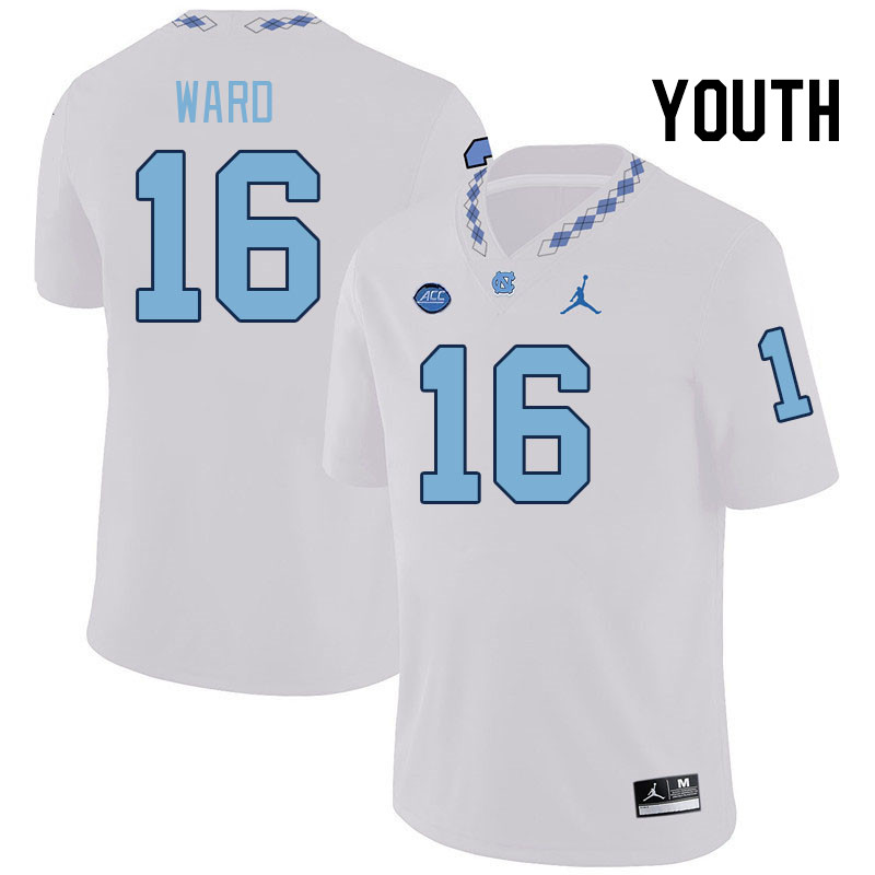 Youth #16 Ryan Ward North Carolina Tar Heels College Football Jerseys Stitched-White